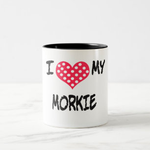 Caneca De Café Em Dois Tons Eu amo meu Morkie