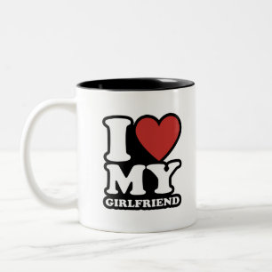 Caneca De Café Em Dois Tons Eu amo meu namorada, eu amo meu gf, eu amo meu gf