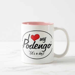 Caneca De Café Em Dois Tons Eu amo meu Podengo (é um cão)