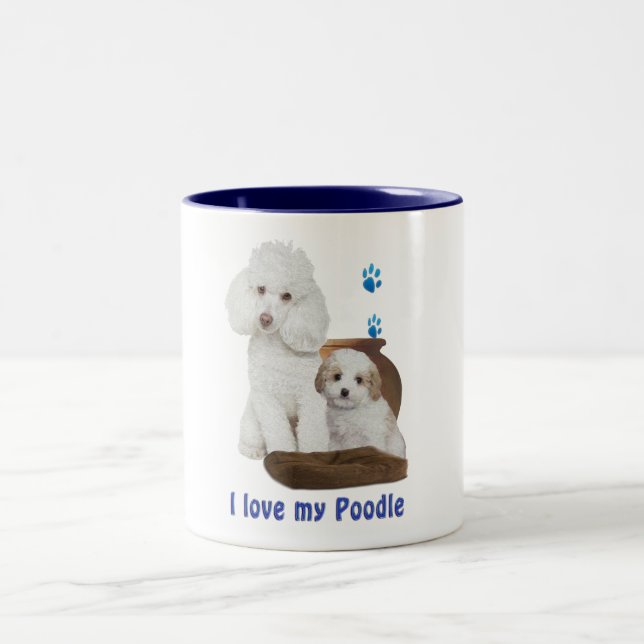 Caneca De Café Em Dois Tons Eu amo meu Poodle (Centro)