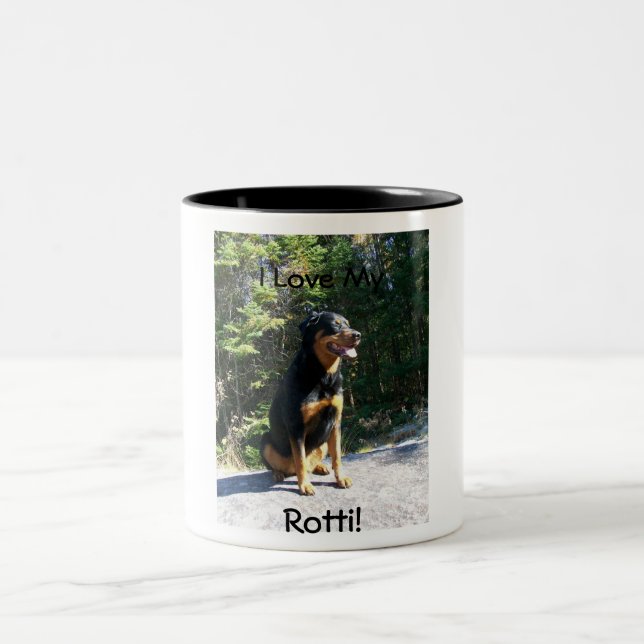 Caneca De Café Em Dois Tons Eu amo meu Rotti! (Centro)