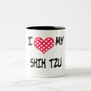 Caneca De Café Em Dois Tons Eu amo meu Shih Tzu