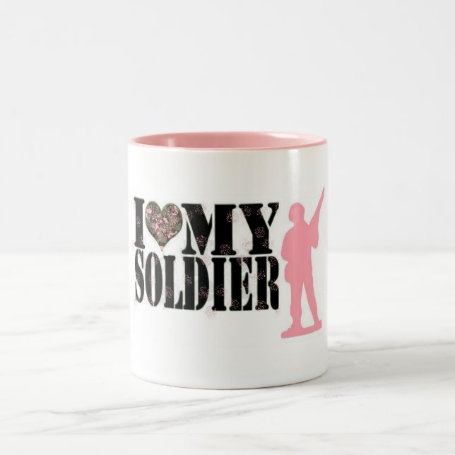Caneca De Café Em Dois Tons Eu amo meu soldado (Centro)