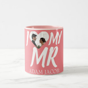 CANECA DE CAFÉ EM DOIS TONS EU AMO MEU SR., CASAL FOTO PERSONALIZAR