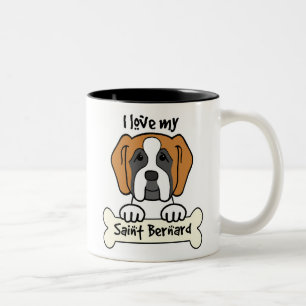 Caneca De Café Em Dois Tons Eu amo meu St Bernard