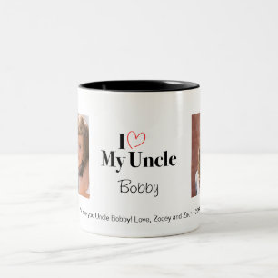 Caneca De Café Em Dois Tons Eu amo meu Tio 2 Photo Custom Mug