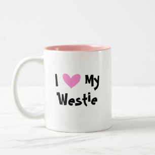 Caneca De Café Em Dois Tons Eu amo meu Westie