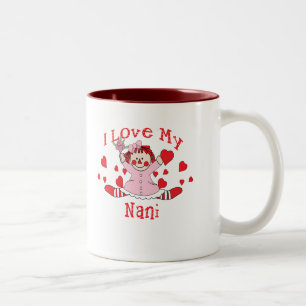 Caneca De Café Em Dois Tons Eu amo meus boneca & corações de pano de Nani