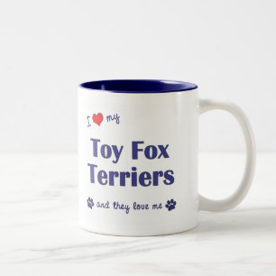 Caneca De Café Em Dois Tons Eu amo meus terrier de Fox do brinquedo (os cães