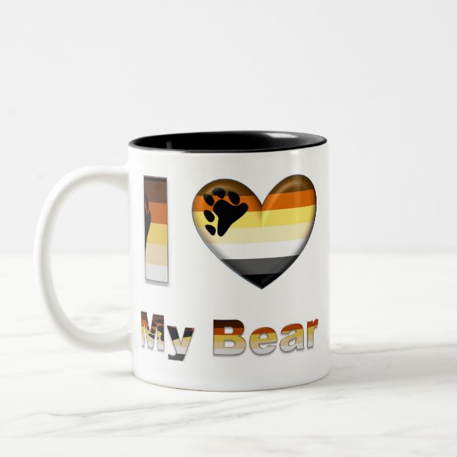 Caneca De Café Em Dois Tons Eu amo meus urso/Cub (Esquerda)