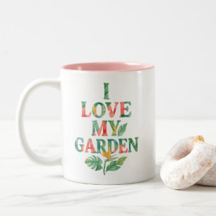 Caneca De Café Em Dois Tons Eu Amo Minha Aquarela Tropical Do Jardim
