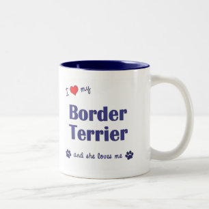 Caneca De Café Em Dois Tons Eu amo minha beira Terrier (o cão fêmea)