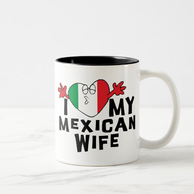 Caneca De Café Em Dois Tons Eu amo minha esposa mexicana (Direita)