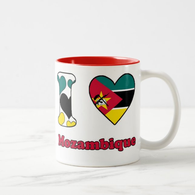 Caneca De Café Em Dois Tons Eu amo Moçambique (Direita)