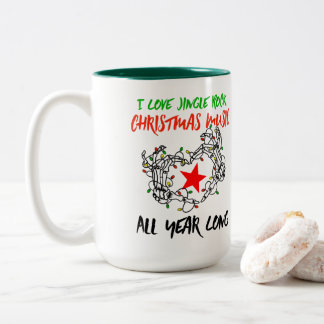 Caneca De Café Em Dois Tons Eu Amo Música De Natal De Jingle Rock O Ano Todo