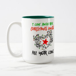 Caneca De Café Em Dois Tons Eu Amo Música De Natal De Jingle Rock O Ano Todo