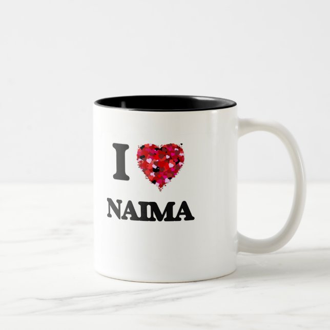 Caneca De Café Em Dois Tons Eu amo Naima (Direita)