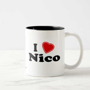 Caneca De Café Em Dois Tons Eu amo Nico