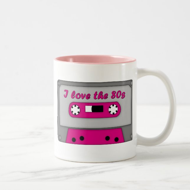Caneca De Café Em Dois Tons Eu amo o anos 80 (a gaveta) (Direita)