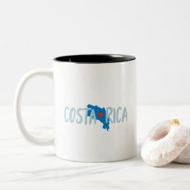 Caneca De Café Em Dois Tons Eu amo o café da lembrança do mapa de Costa Rica