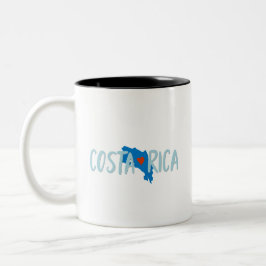 Caneca De Café Em Dois Tons Eu amo o café da lembrança do mapa de Costa Rica