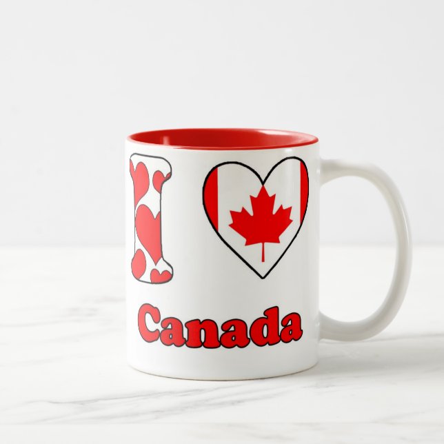 Caneca De Café Em Dois Tons Eu amo o Canadá (Direita)