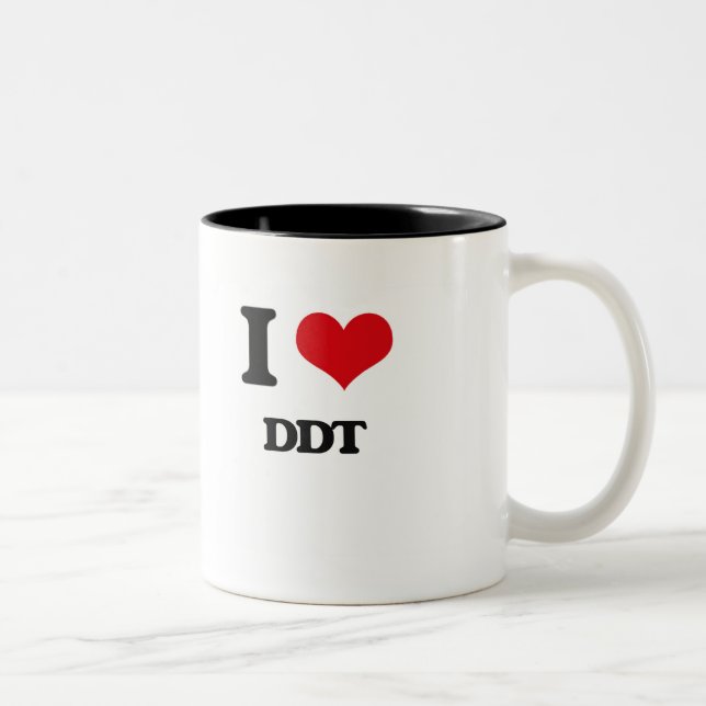 Caneca De Café Em Dois Tons Eu amo o DDT (Direita)