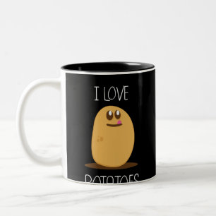 Caneca De Café Em Dois Tons Eu amo o design das batatas para fãs da batata