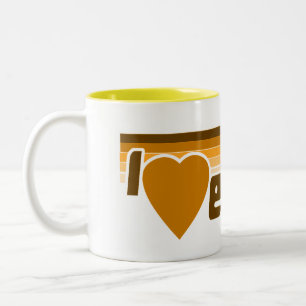 Caneca De Café Em Dois Tons Eu amo o Euchre 70s retro