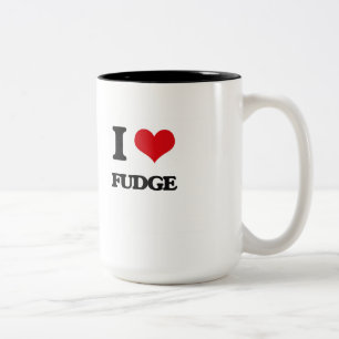 Caneca De Café Em Dois Tons Eu amo o Fudge