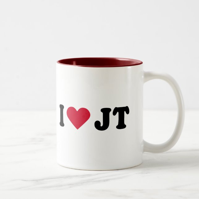 CANECA DE CAFÉ EM DOIS TONS EU AMO O JT (Direita)