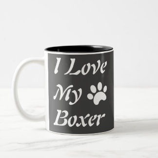 Caneca De Café Em Dois Tons Eu amo o meu Boxer