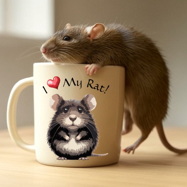Caneca De Café Em Dois Tons Eu Amo O Meu Rato! (Criador carregado)