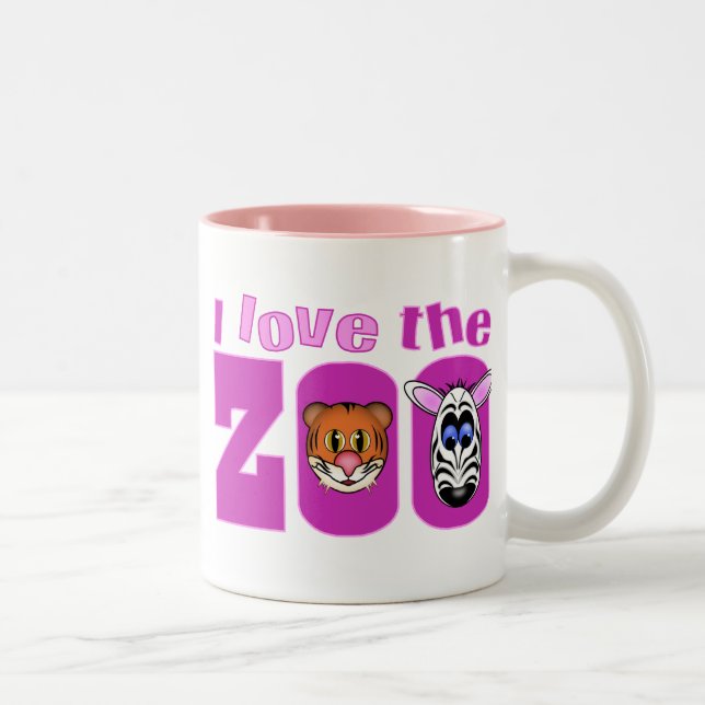 Caneca De Café Em Dois Tons Eu amo o zoológico (Direita)