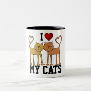 Caneca De Café Em Dois Tons Eu Amo Os Meus Gatos, A design popular Mug De Café