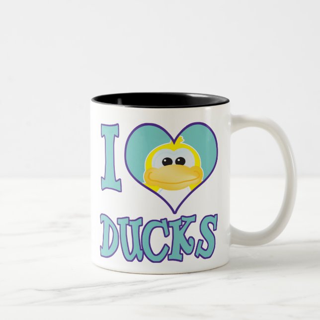 Caneca De Café Em Dois Tons Eu amo patos (Direita)