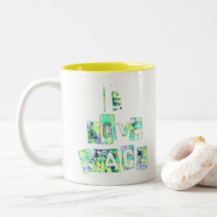 Caneca De Café Em Dois Tons Eu Amo Paz Impressão de Arte de Texto de Design Bo