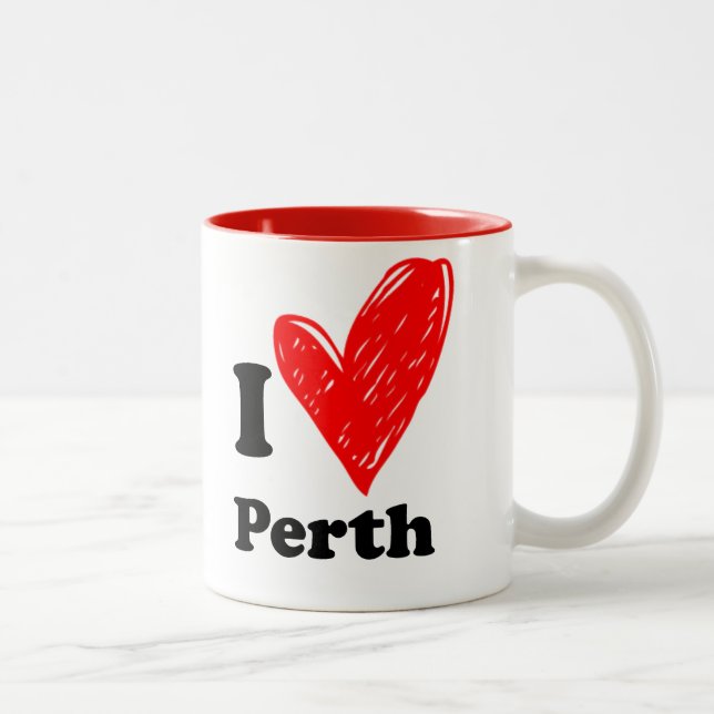 Caneca De Café Em Dois Tons Eu amo Perth (Direita)