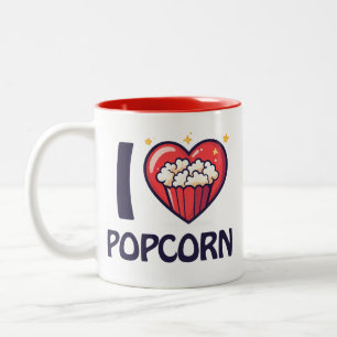 Caneca De Café Em Dois Tons Eu amo Popcorn