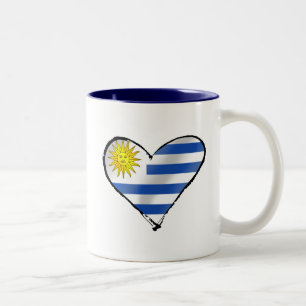 Caneca De Café Em Dois Tons Eu amo presentes uruguaios do coração de Uruguai