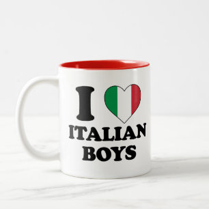 Caneca De Café Em Dois Tons Eu amo rapazes italianos