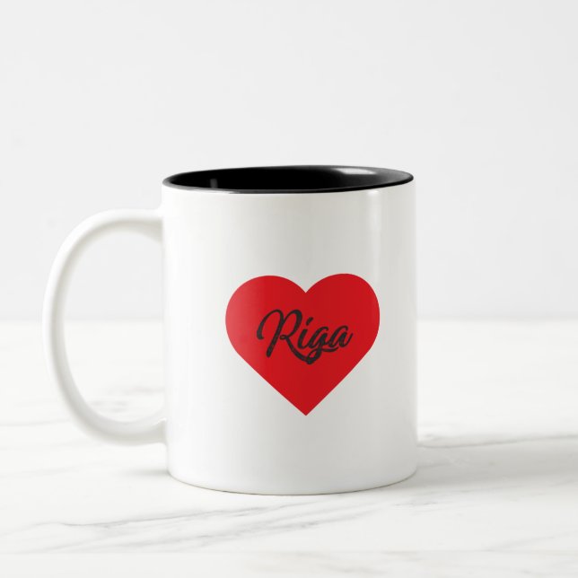 Caneca De Café Em Dois Tons Eu amo Riga - Letónia (Esquerda)