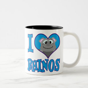 Caneca De Café Em Dois Tons Eu amo rinocerontes