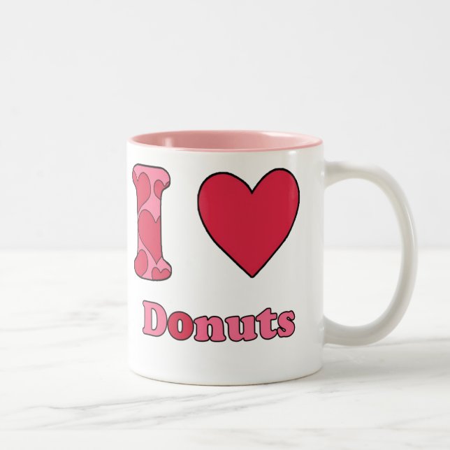 Caneca De Café Em Dois Tons Eu amo rosquinhas (Direita)
