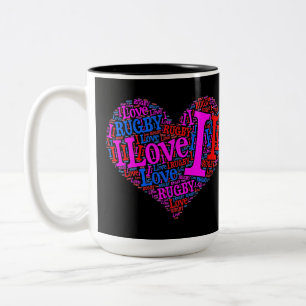 Caneca De Café Em Dois Tons Eu Amo Rugby - Mug De Café De Dois Tons