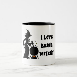 Caneca De Café Em Dois Tons Eu amo ser Witchy!