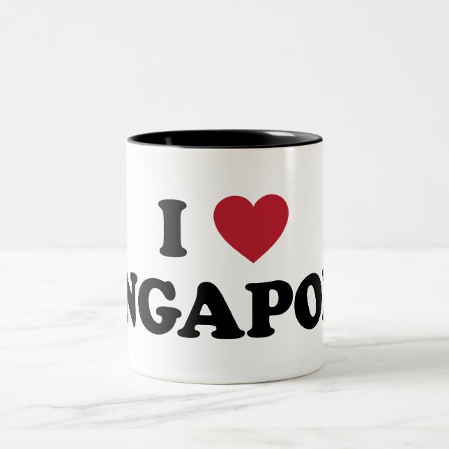 Caneca De Café Em Dois Tons Eu amo Singapore (Centro)