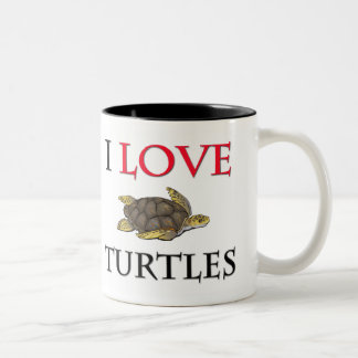 Caneca De Café Em Dois Tons Eu amo tartarugas