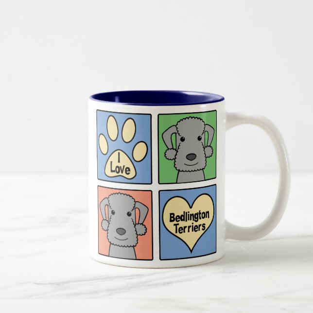 Caneca De Café Em Dois Tons Eu amo terrier de Bedlington (Direita)