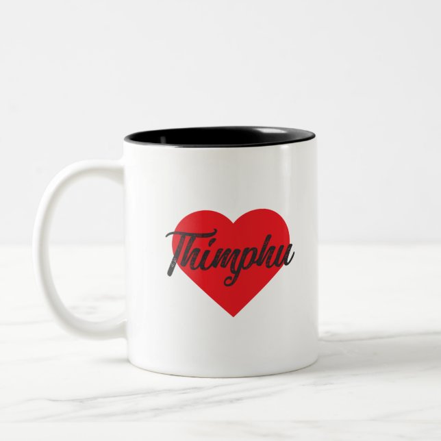 Caneca De Café Em Dois Tons Eu Amo Thimphu - Butão (Esquerda)